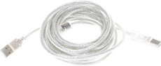 Кабель USB 2.0 Am - Bm 4.5m (CCF-USB2-AMBM-TR-15, медь, ферритовый фильтр, экранированный, transparent) Cablexpert
