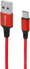 Кабель USB 2.0 Am - Type-C 1.0m (FCA08-03, 2.4A, нейлоновая оплётка, red) FUMIKO