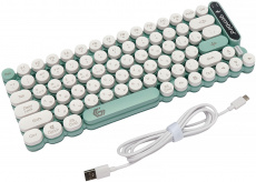 Клавиатура беспроводная Gembird KBW-9 (Bluetooth5.1 / 2.4GHz / USB Type-C 1.5m, аккумулятор 500mAh, бесшумная, мультимедийная, влагозащищённая, регулируемая подсветка, white-green)