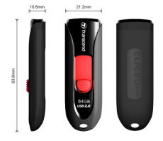 Флеш накопитель USB 2.0 64Gb Transcend JetFlash 590K (TS64GJF590K, black-red)