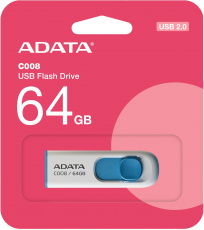 Флеш накопитель USB 2.0 64Gb ADATA C008 (AC008-64G-RWE, white-blue)