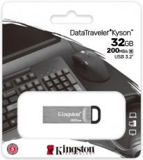 Флеш накопитель USB 3.2 32Gb Kingston DataTraveler Kyson (DTKN/32GB, 200MB/s, silver)