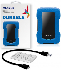 Внешний HDD 2,5" 1.0Tb ADATA (AHD330-1TU31-CBL, USB 3.2, black-blue)
