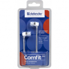 Наушники Defender Comfit-260 (затычки, без микрофона, 1.1m, металлический корпус, grey)