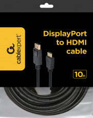 Кабель DisplayPort (m) - HDMI (m) 10.0m (CC-DP-HDMI-10M, экранированный, black) Cablexpert