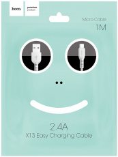Кабель USB 2.0 Am - micro USB 1.0m (X13 Easy charged, 2.4A, быстрая зарядка, black) hoco
