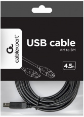 Кабель USB 2.0 Am - Bm 4.5m (CCP-USB2-AMBM-15, медь, экранированный, black) Cablexpert