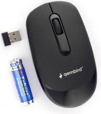 Мышь беспроводная Gembird MUSW-365 (optical, 1000dpi, AA, бесшумный клик, soft-touch, black)