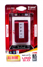 Карт-ридер L-PRO #1146 (microSD, SDHC, M2, MMC, MS, CF, XD, MS Duo, RS-MMC, red, USB2.0)