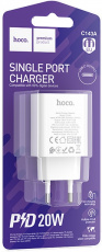 Адаптер питания hoco C143A Benefit (100/240V - USB Type-C, 3А, 20W, быстрая зарядка, PD 20W, white)