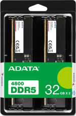 Память DDR5 64Gb, 4800MHz, ADATA (AD5U480032G-DT, 2x32Gb, 1.1V, black)