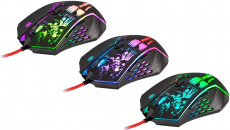 Мышь Defender Sin Sister GM-933 (optical, 7200dpi, радужная подсветка, игровая, редактор макросов, эмуляция клавиш клавиатуры, soft-touch, промо-код "War Thunder", black)