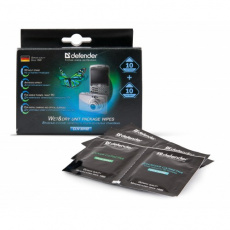 Салфетки Defender (CLN30192, 10шт. сухих, 10шт. влажных, для мобильных устройств и оптики, в индивидуальной упаковке)