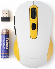 Мышь беспроводная Gembird MUSW-221 (optical, 1600dpi, AA, white-yellow)