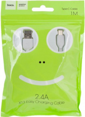 Кабель USB 2.0 Am - Type-C 1.0m (X13 Easy charged, 3A, быстрая зарядка, white) hoco