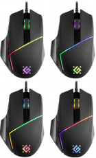 Мышь Defender Warfame GM-880L (USB, optical, 12800dpi, 1000Hz, RGB подсветка, игровая, редактор макросов, эмуляция клавиш клавиатуры, soft-touch, 1.7m, ферритовый фильтр, black)