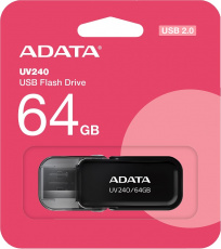 Флеш накопитель USB 2.0 64Gb ADATA UV240 (AUV240-64G-RBK, black)