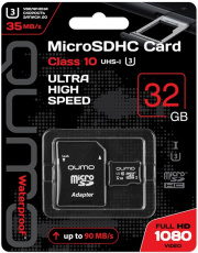 Карта памяти SDmicro Card 32Gb QUMO (QM32GMICSDHC10U3, Class 10, UHS-I U3, 90/35MB/s, адаптер SD)