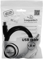 Кабель USB 2.0 Am - Bm 1.8m (CCP-USB2-AMBM-6, медь, экранированный, black) Cablexpert