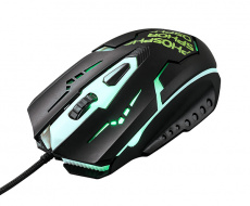 Мышь QUMO Phosphor M32 (USB, optical, 2400dpi, игровая, 5 цветов подсветки, soft-touch, black)