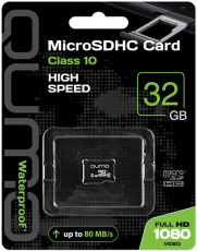 Карта памяти SDmicro Card 32GB QUMO (QM32GMICSDHC10NA, Class 10, 80MB/s, без адаптера)
