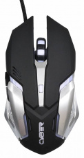 Мышь Oklick CYBER 855G (USB, optical, 2400dpi, игровая, black-silver)
