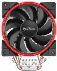 Вентилятор PCCOOLER GI-X4R (1150/1151/1155/1200/1700/AM4, 120mm, Al, Hydro, 1000-1800rpm, 8-27dBa, 4 тепловые трубки, 4pin, PWM, 145W, red LED, black) RTL