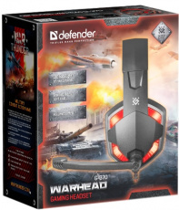 Наушники Defender Warhead G-370 (полноразмерные закрытые, с микрофоном, регулятор, игровые, 2m, промо-код "War Thunder", black-red)