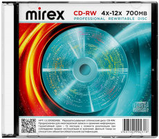 Диск CD-RW Mirex (700Mb, 12x, 1шт., Slim Case)