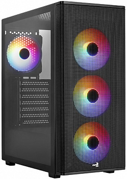 Корпус AeroCool Designer-G-BK-v1 (без БП, ATX, USB 3.0, 4x rainbow LED Fan, black)