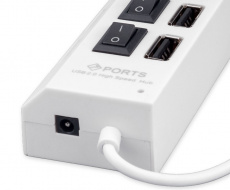 USB 2.0 HUB Gembird UHB-243-ADW (4 порта, активный, выключатели, 0.45m, white)