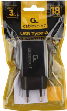 Адаптер питания скоростной Cablexpert MP3A-PC-17 (100-240V - USB, 5V-3А, 9V-2A, 12V-1.5A, 18W, быстрая зарядка, QC3.0, black)