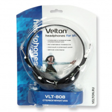 Наушники Velton VLT-808 (накладные открытые, с микрофоном, 2.5m, black)