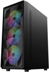 Корпус 1STPLAYER FD3 (без БП, ATX, USB3.0, 4x rainbow LED Fan, black)
