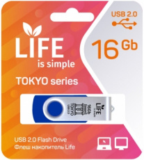 Флеш накопитель USB 2.0 16Gb LIFE TOKYO (LF16TOBLUE-01, blue)