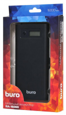 Внешний аккумулятор Buro RA-16000 (литий-ионный, 16000mAh, 3*USB - 2.1A max, вход 1.5А, black)