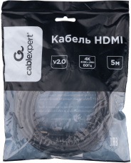 Кабель HDMI (m) - HDMI (m) 5.0m (CC-HDMI4L-5M, 4K, ver.2.0, с позолоченными контактами, экранированный, black) Cablexpert