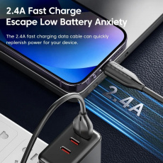 Кабель USB 2.0 Am - Type-C 1.0/1.0/0.25m (2.4A, быстрая зарядка, силиконовый шнур, black & white, 3шт.) Toocki