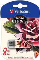 Флеш накопитель USB 2.0 8Gb Verbatim Store n Go Mini Tattoo Edition (49881, Rose)