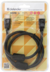 Кабель HDMI (m) - HDMI (m) 1.0m (HDMI-03PRO, ver.1.4, медь, с позолоченными контактами, 2 ферритовых фильтра, экранированный, блистер, black) Defender