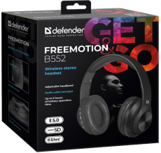 Гарнитура Defender FreeMotion B552 (накладная закрытая, беспроводная, Bluetooth 5.0, с микрофоном, microSD,  до 5 часов работы от батареи, black)