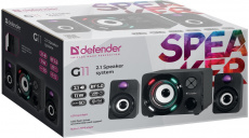 Колонки Defender G11 (11W, USB, Bluetooth v.5.0, MicroSD, USB, FM, MP3, подсветка, black)