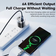 Кабель USB 2.0 Am - Type-C 1.0m (6A, 66W, быстрая зарядка, нейлоновая оплётка, blue) Toocki
