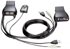 Автоматический переключатель системных блоков D-Link KVM-221 (на 2 сист.блока, 2xUSB, 2x 3.5mm Jack, VGA, с комплектом кабелей)