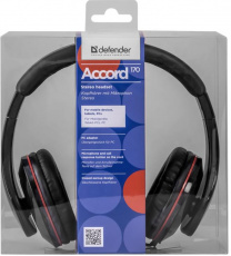Наушники Defender Accord 170 (полноразмерные закрытые, с микрофоном, 1.2m, с регулятором, black)