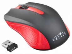 Мышь беспроводная Oklick 485MW+ (optical, 1200dpi, 2xAAA, soft-touch, black-red)