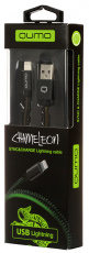 Кабель USB 2.0 Am - Lightning 1.0m (оплётка Chamelion, black-green) QUMO