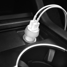 Зарядное устройство от прикуривателя hoco Z7 Transformer (12/24V - USB, 2*USB, 2.4А, быстрая зарядка, silver)