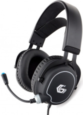 Наушники Gembird MHS-GX20 (полноразмерные закрытые, c микрофоном, RGB подсветка, игровые, регулятор, soft-touch, 2.1m, black)