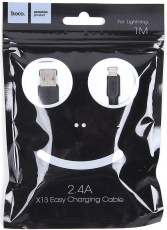 Кабель USB 2.0 Am - Lightning 1.0m (X13 Easy charged, 2.4A, быстрая зарядка, black) hoco